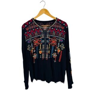 Biya Johnny Was Embroidered Boho Top Womens Festival Peasant Tunic Top XL